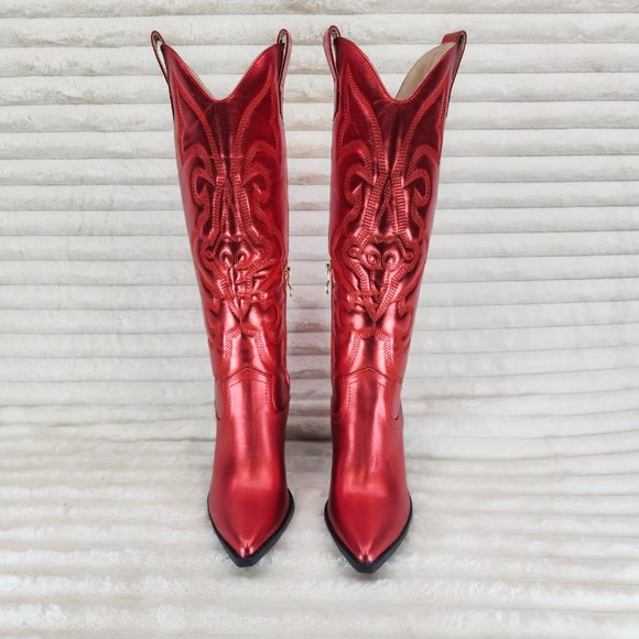 Berness Metallic Red Western Boots - Picture 13 of 16